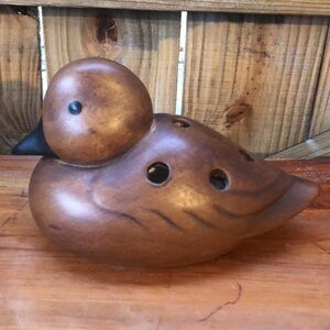 Vintage Hand Painted Ceramic Duck Decoy Pencil Holder